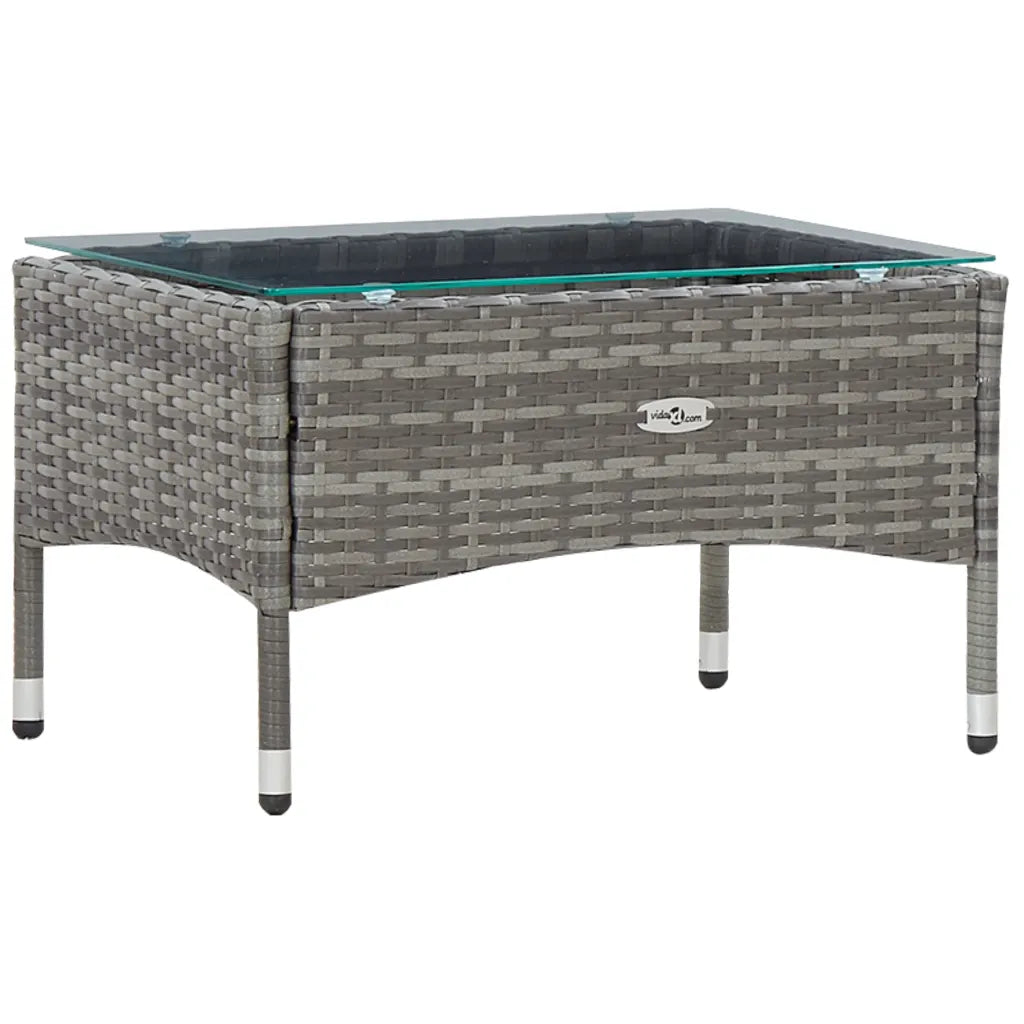 Set mobilier de grădină cu perne, 4 piese, gri, poliratan