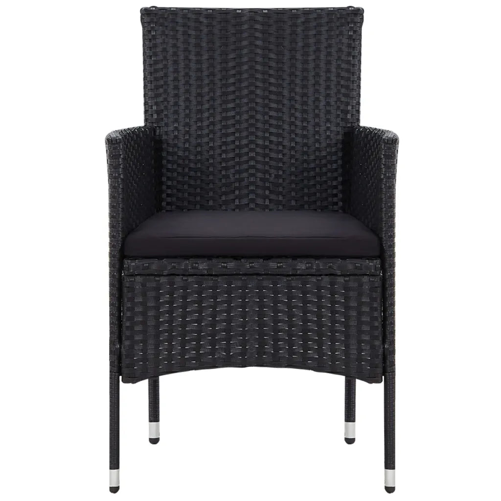 Set mobilier de grădină cu perne, 5 piese, negru, poliratan