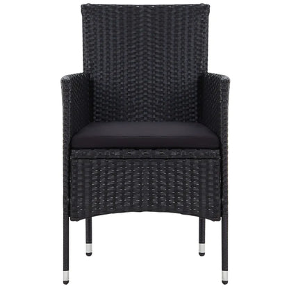 Set mobilier de grădină cu perne, 5 piese, negru, poliratan