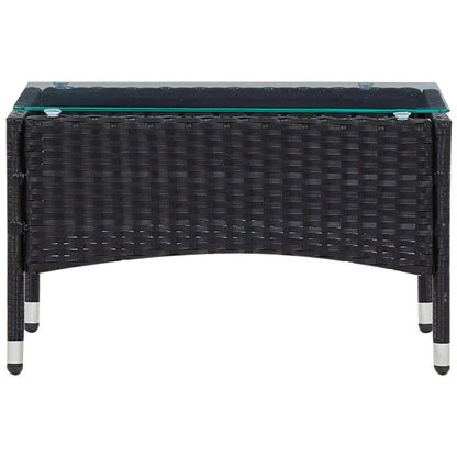 Set mobilier de grădină cu perne, 5 piese, negru, poliratan