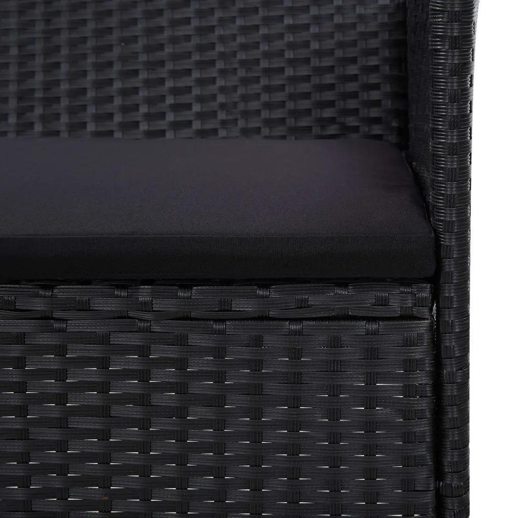 Set mobilier de grădină cu perne, 5 piese, negru, poliratan