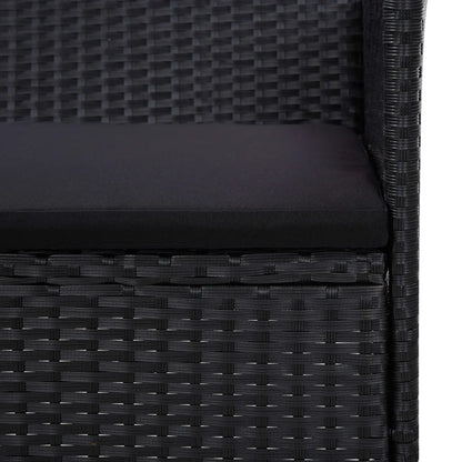 Set mobilier de grădină cu perne, 5 piese, negru, poliratan