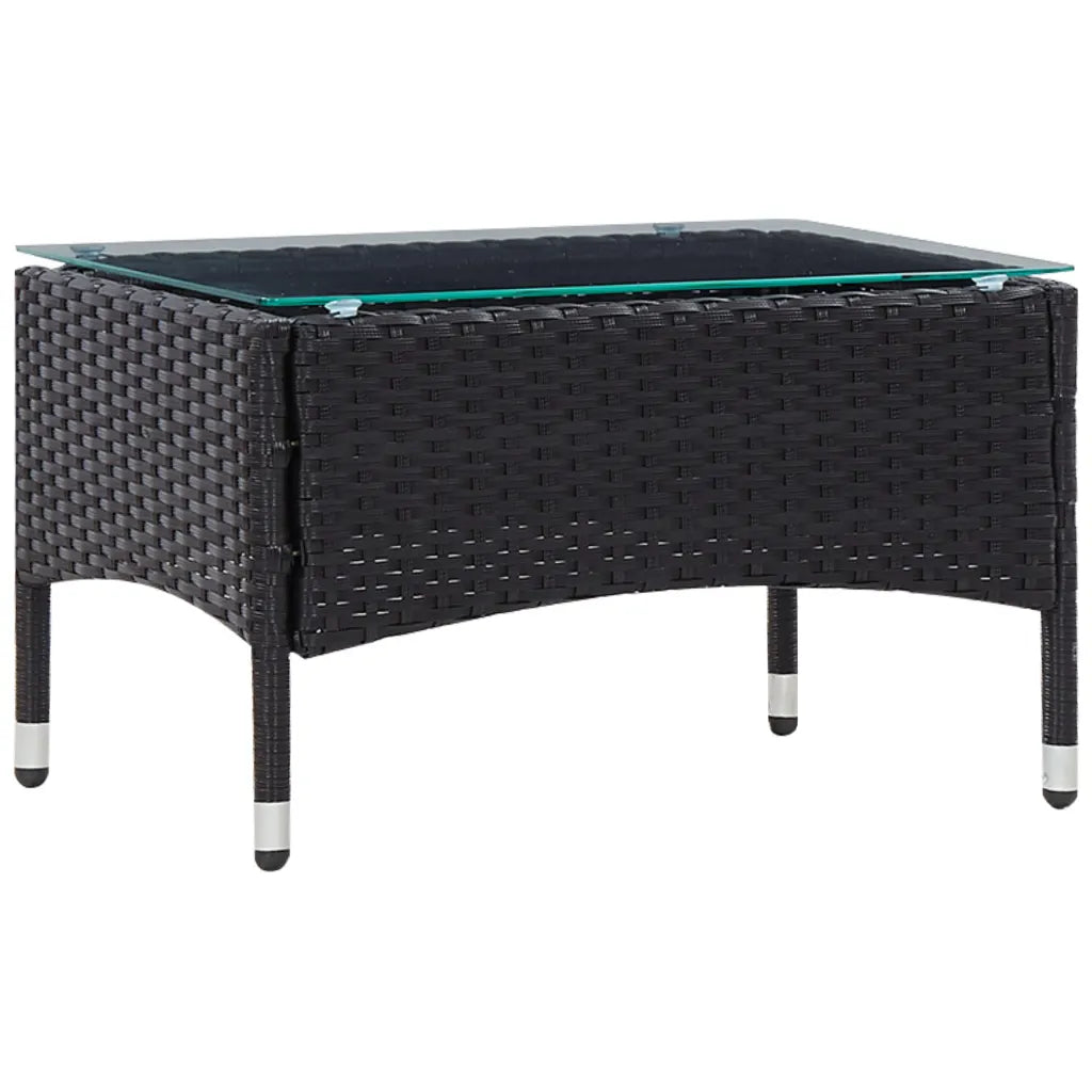 Set mobilier de grădină cu perne, 5 piese, negru, poliratan