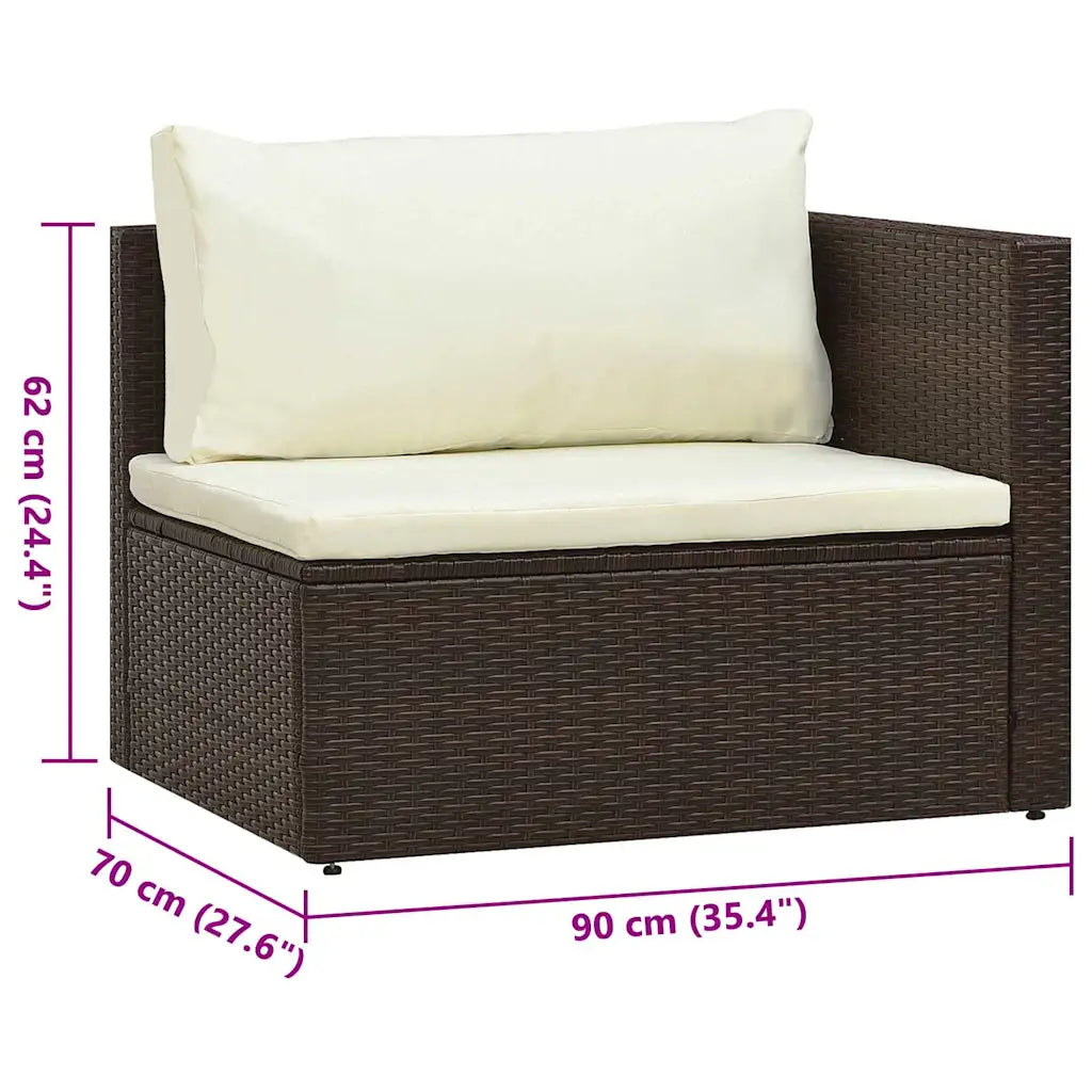 Set mobilier de grădină cu perne, 5 piese, maro, poliratan