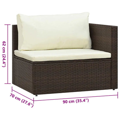 Set mobilier de grădină cu perne, 5 piese, maro, poliratan