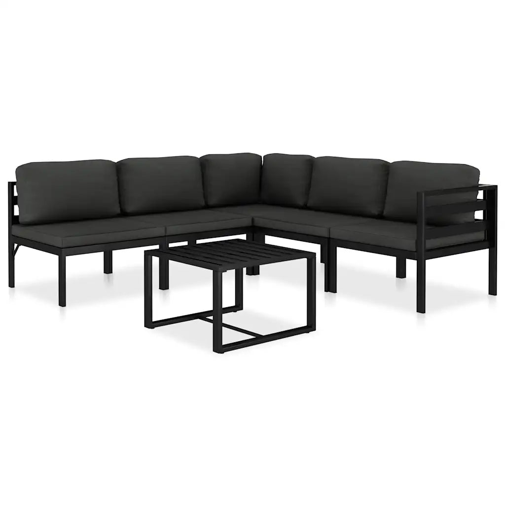 Set mobilier de grădină cu perne, 6 piese, antracit, aluminiu