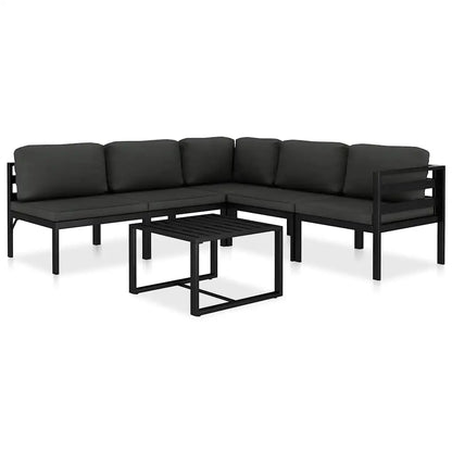 Set mobilier de grădină cu perne, 6 piese, antracit, aluminiu