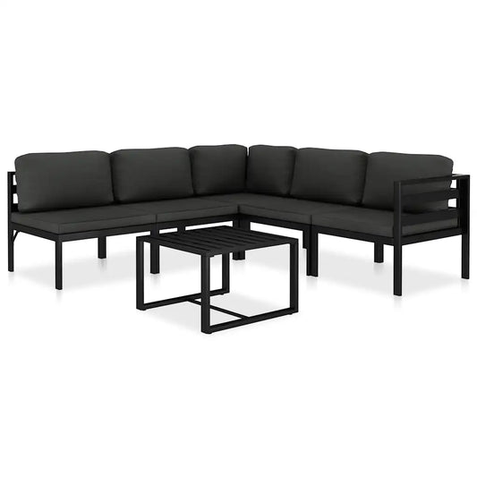 Set mobilier de grădină cu perne, 6 piese, antracit, aluminiu