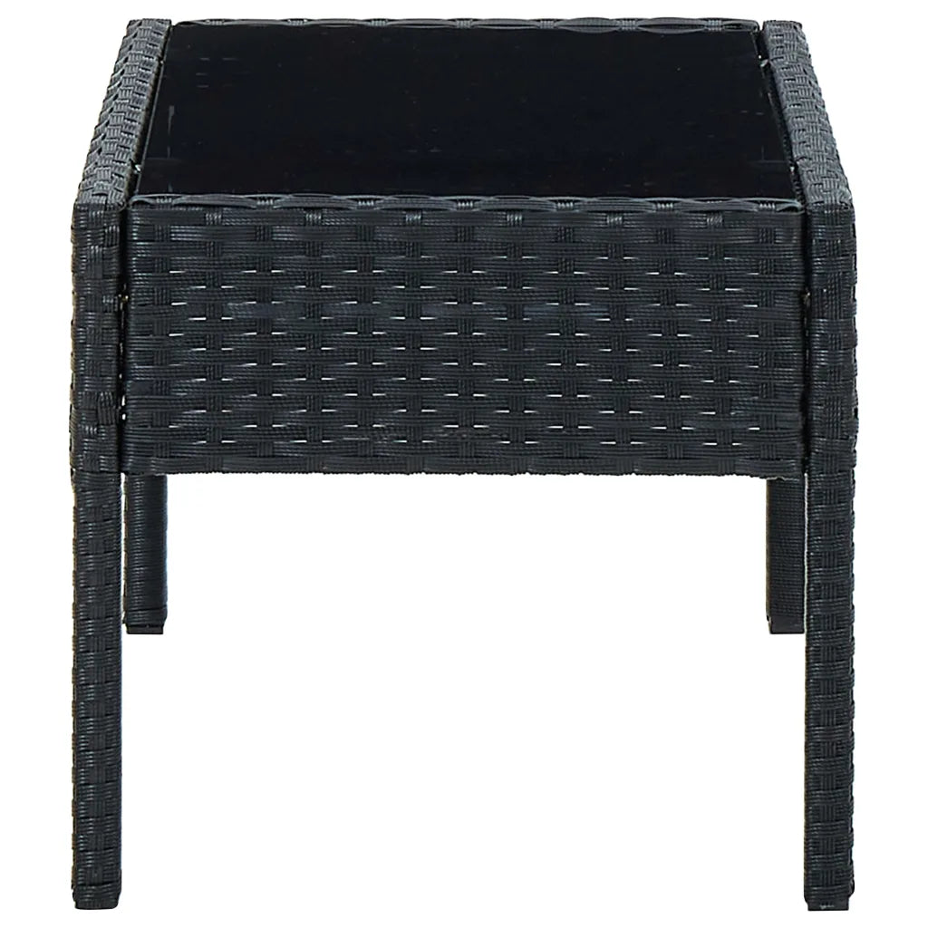 Masă de grădină, negru, 75 x 40 x 37 cm, poliratan