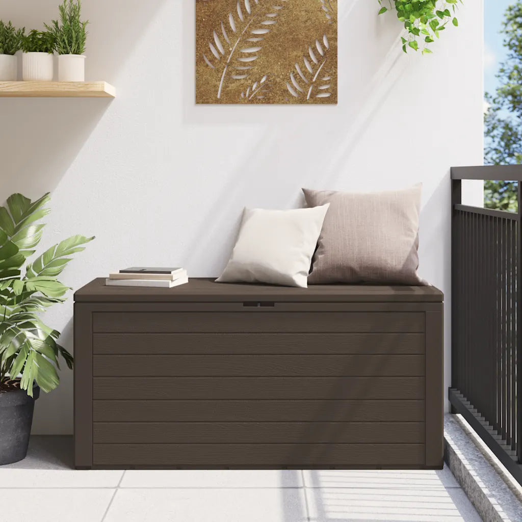 Ladă de depozitare pentru grădină, maro, 116 x 44 x 55 cm
