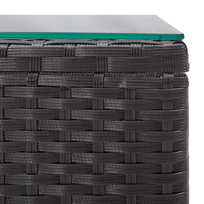 Set mobilier de grădină cu perne, 4 piese, negru, poliratan