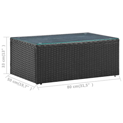 Set mobilier de grădină cu perne, 4 piese, negru, poliratan