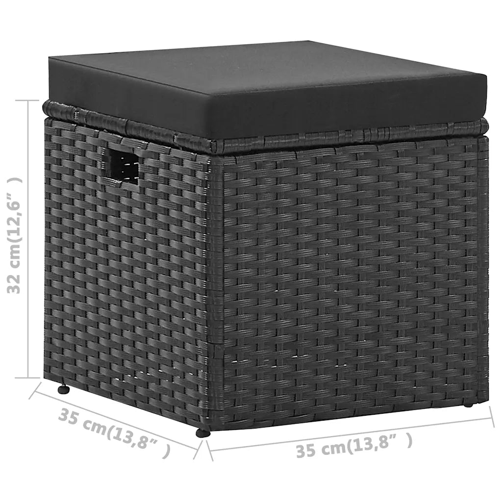 Set mobilier de grădină cu perne, 4 piese, negru, poliratan