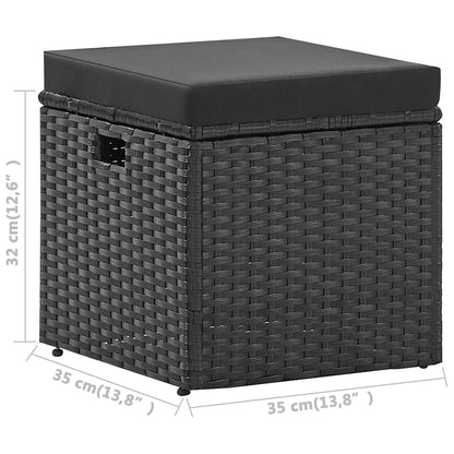 Set mobilier de grădină cu perne, 4 piese, negru, poliratan