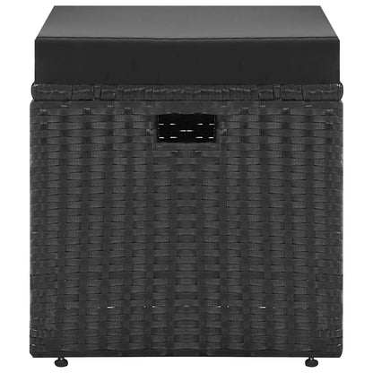 Set mobilier de grădină cu perne, 4 piese, negru, poliratan