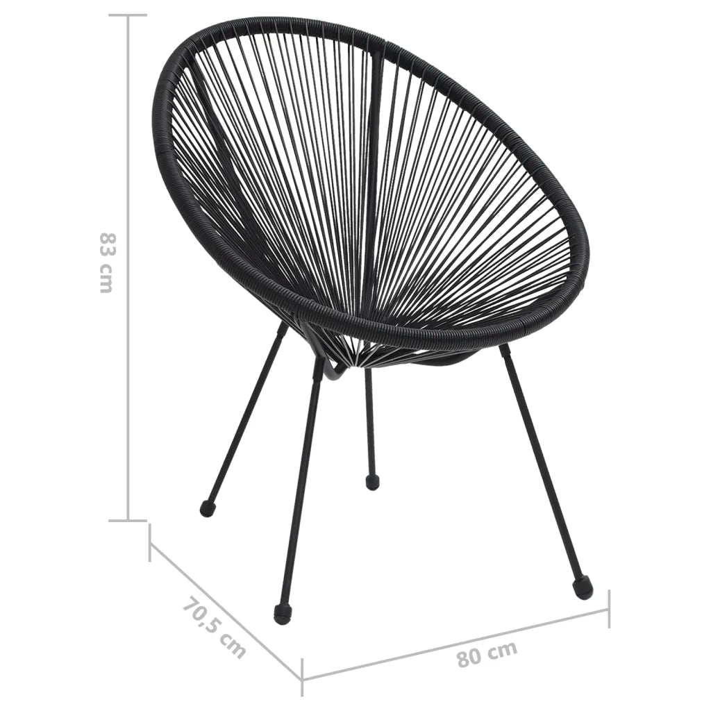 Scaune de grădină tip lună, 2 buc., negru, ratan