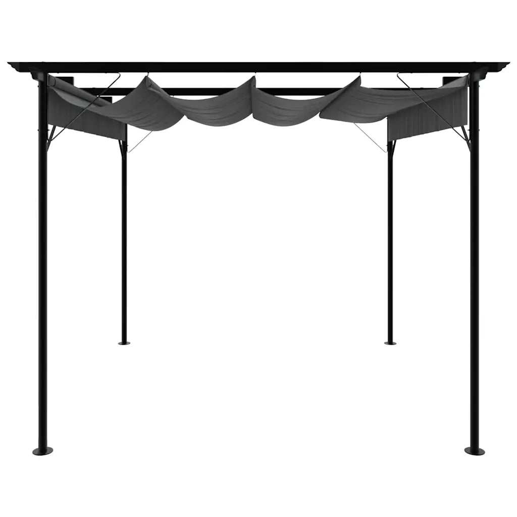 Pergolă cu acoperiș retractabil, antracit, 3x3m, oțel, 180 g/m²
