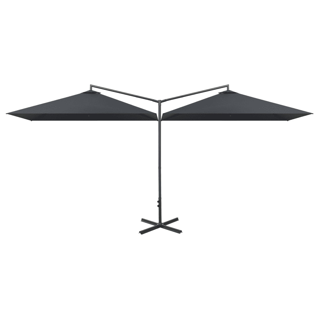 Umbrelă de soare dublă cu stâlp din oțel, antracit, 600x300 cm