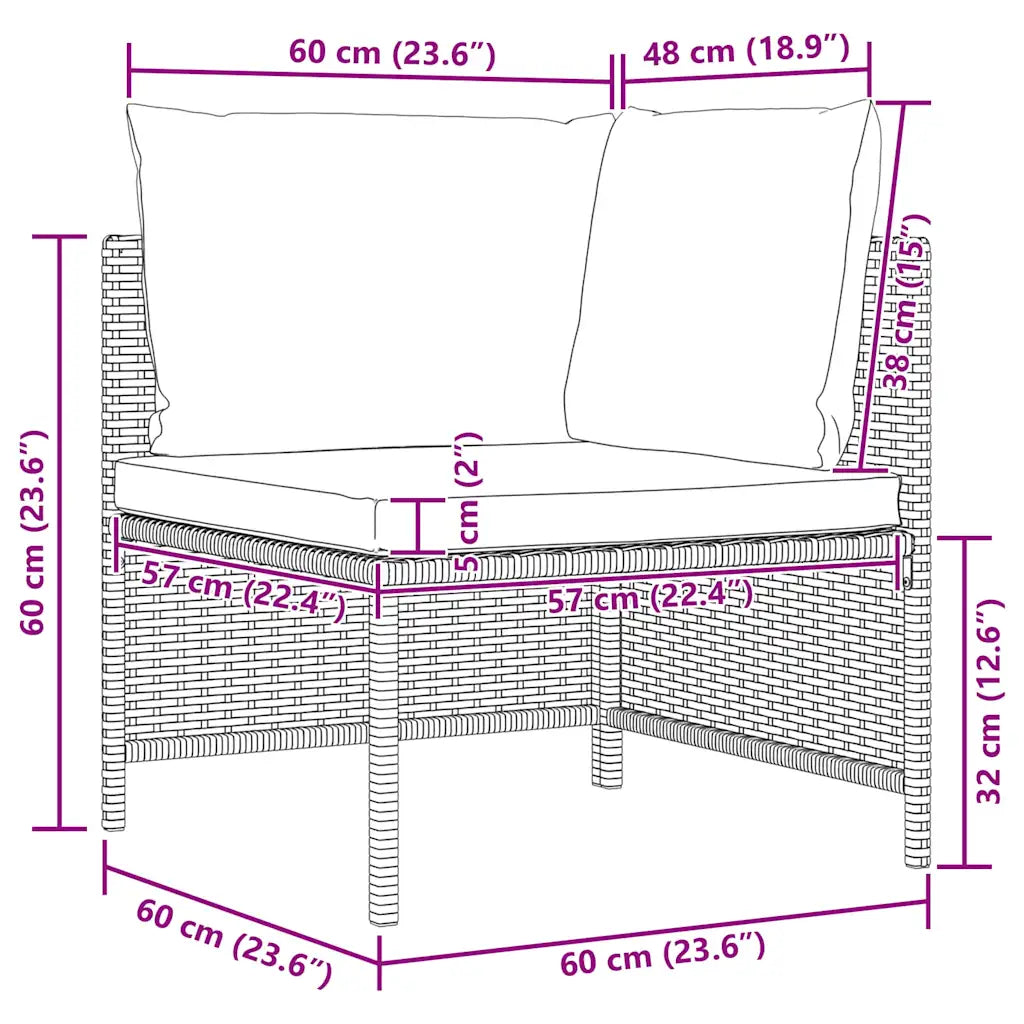 Set mobilier de grădină cu perne, 5 piese, negru, poliratan