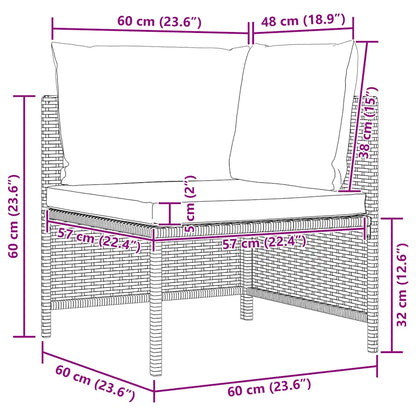 Set mobilier de grădină cu perne, 5 piese, negru, poliratan