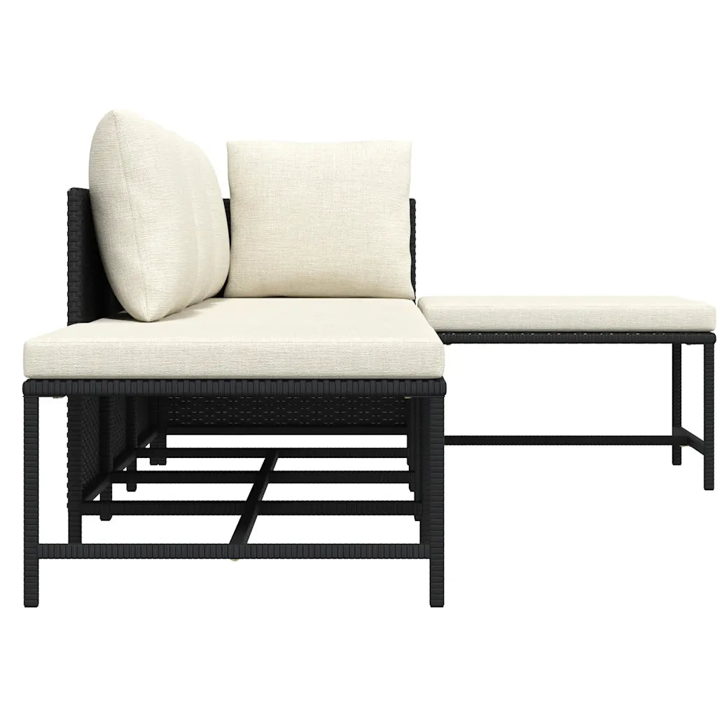 Set mobilier de grădină cu perne, 5 piese, negru, poliratan