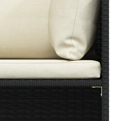 Set mobilier de grădină cu perne, 5 piese, negru, poliratan