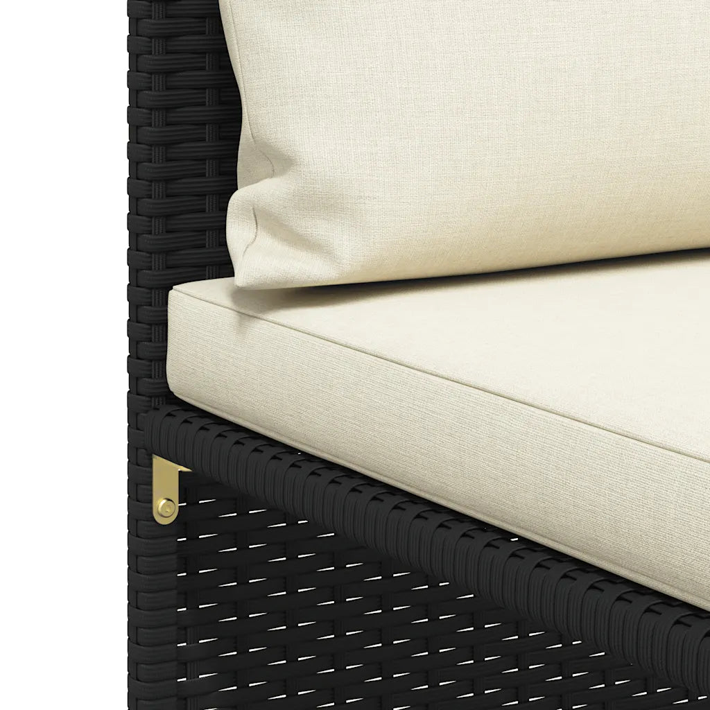 Set mobilier de grădină cu perne, 5 piese, negru, poliratan