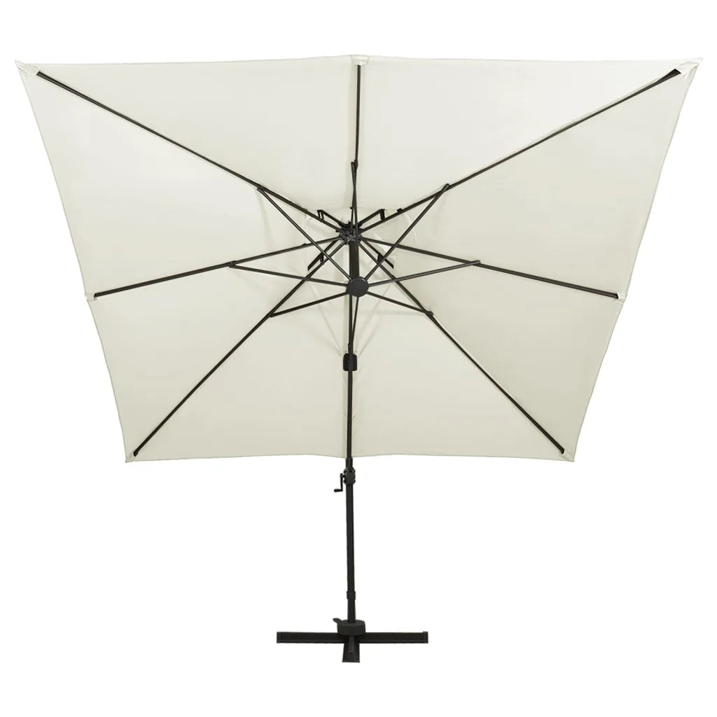 Umbrelă de grădină cu consolă și blat dublu, 300x300 cm, culoare nisip