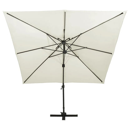 Umbrelă de grădină cu consolă și blat dublu, 300x300 cm, culoare nisip
