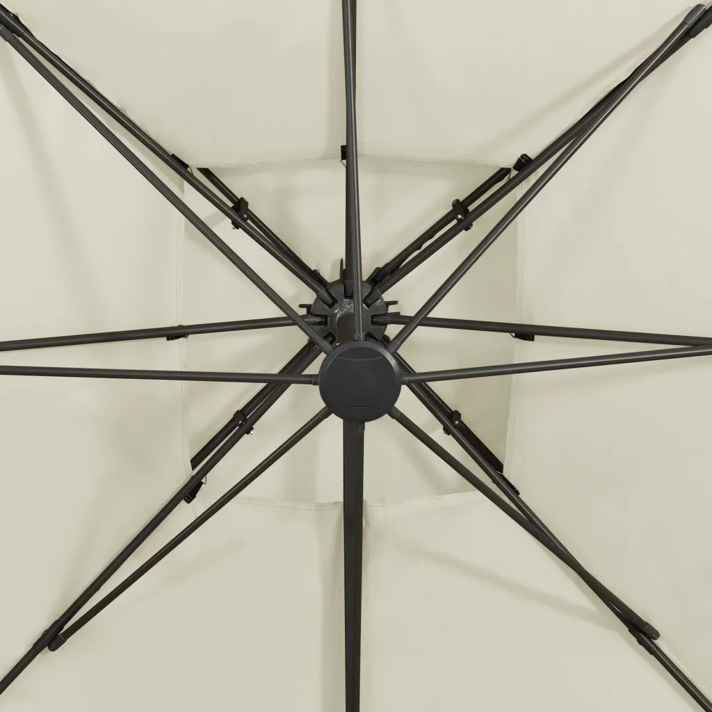 Umbrelă de grădină cu consolă și blat dublu, 300x300 cm, culoare nisip