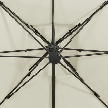 Umbrelă de grădină cu consolă și blat dublu, 300x300 cm, culoare nisip