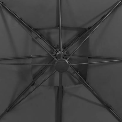 Umbrelă în consolă cu înveliș dublu, antracit, 300x300 cm