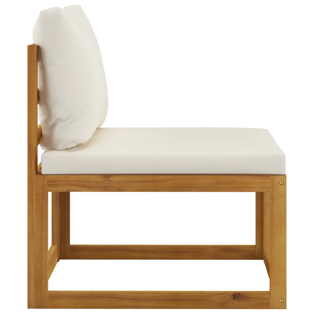 Set mobilier grădină cu perne, 5 piese, crem, lemn masiv acacia