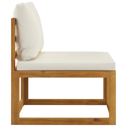 Set mobilier grădină cu perne, 5 piese, crem, lemn masiv acacia