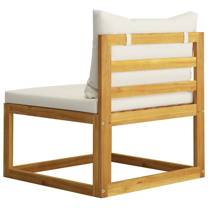 Set mobilier grădină cu perne, 5 piese, crem, lemn masiv acacia