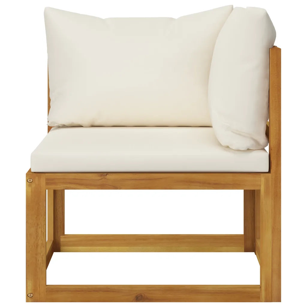Set mobilier grădină cu perne, 5 piese, crem, lemn masiv acacia