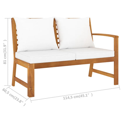 Set mobilier de grădină cu perne crem 4 piese lemn masiv acacia