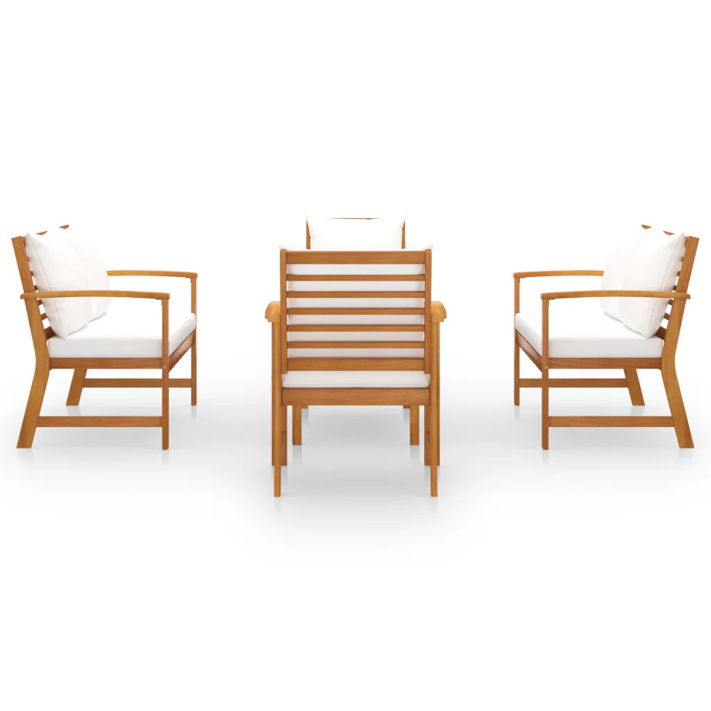 Set mobilier de grădină cu perne, 5 piese, lemn masiv acacia