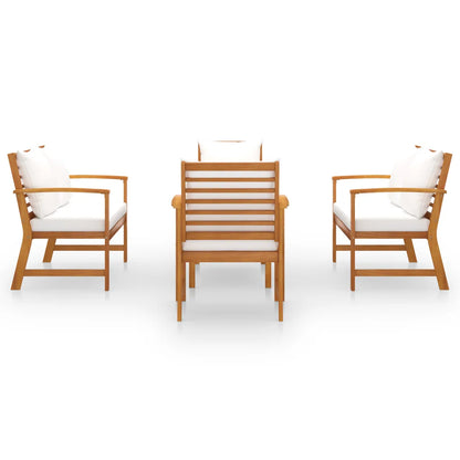 Set mobilier de grădină cu perne, 5 piese, lemn masiv acacia