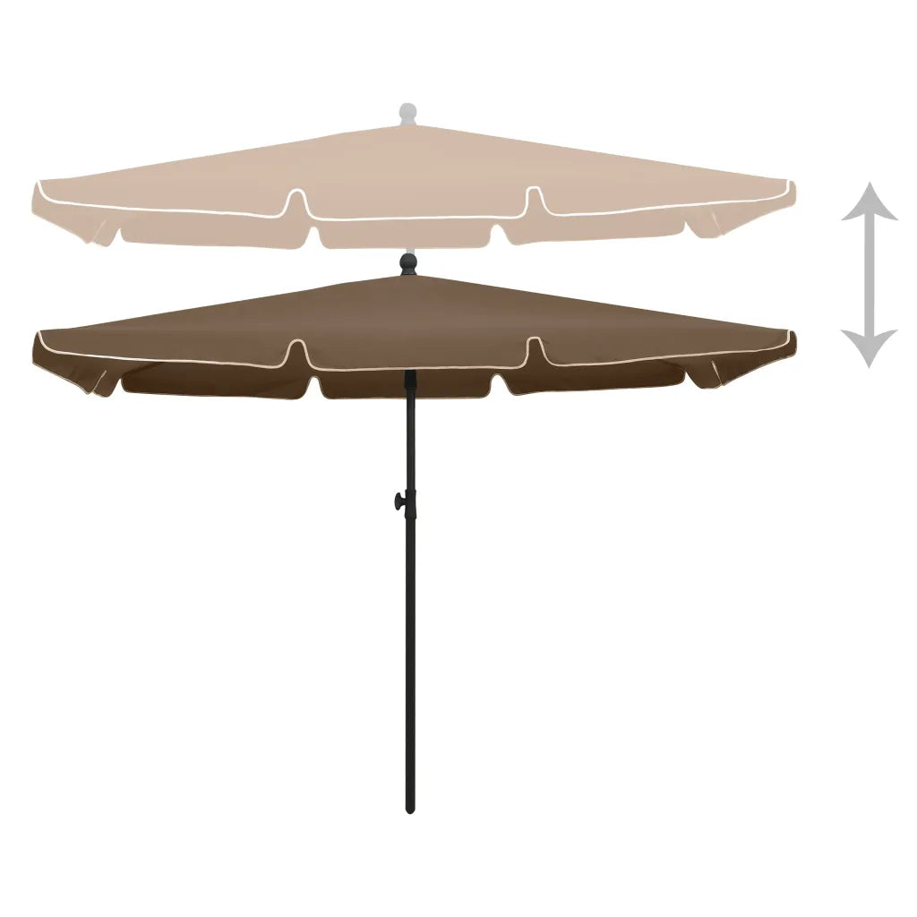 Umbrelă de grădină cu stâlp, gri taupe, 210x140 cm