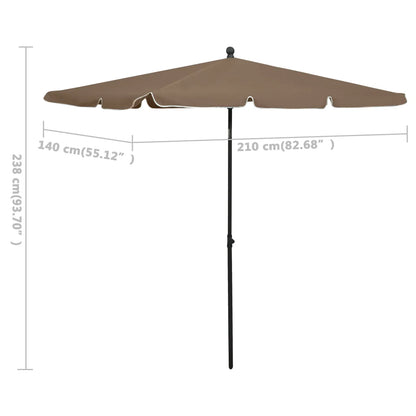 Umbrelă de grădină cu stâlp, gri taupe, 210x140 cm