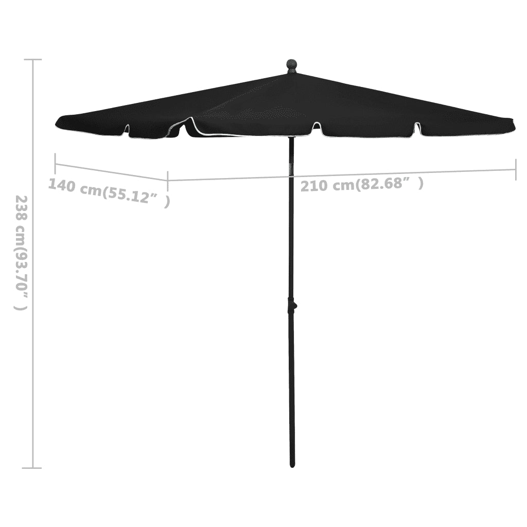 Umbrelă de grădină cu stâlp, negru, 210x140 cm