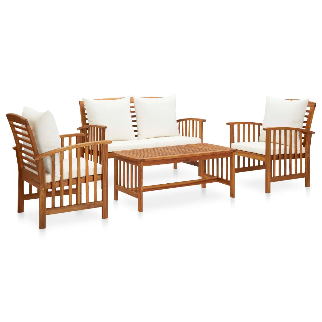 Set mobilier de grădină cu perne, 4 piese, lemn masiv de acacia