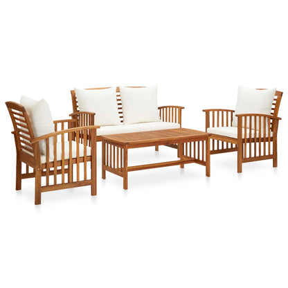 Set mobilier de grădină cu perne, 4 piese, lemn masiv de acacia