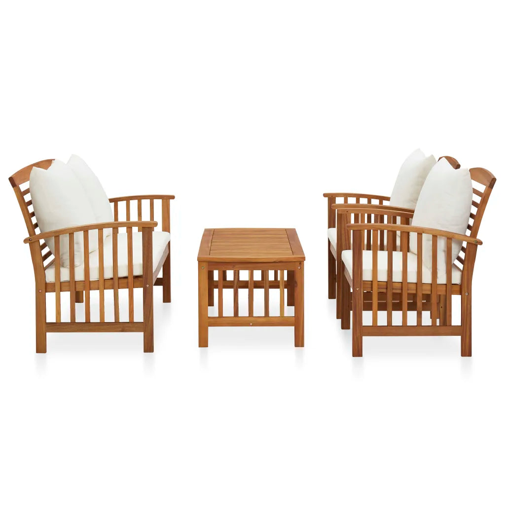 Set mobilier de grădină cu perne, 4 piese, lemn masiv de acacia