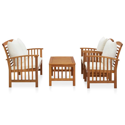 Set mobilier de grădină cu perne, 4 piese, lemn masiv de acacia