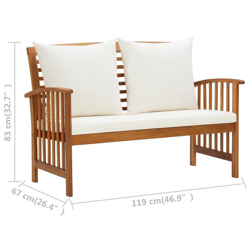Set mobilier de grădină cu perne, 4 piese, lemn masiv de acacia