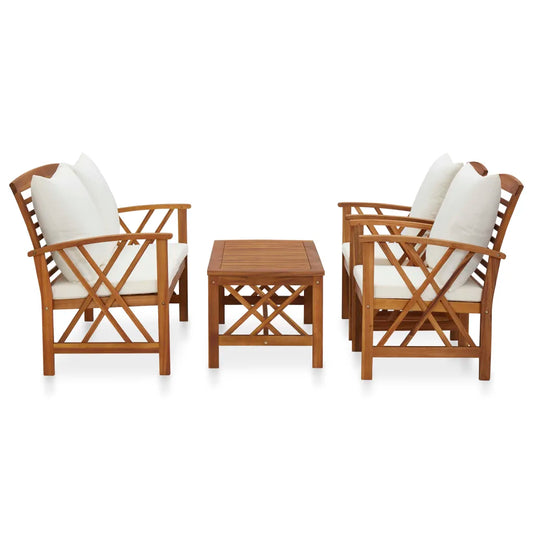 Set mobilier de grădină cu perne, 4 piese, lemn masiv de acacia