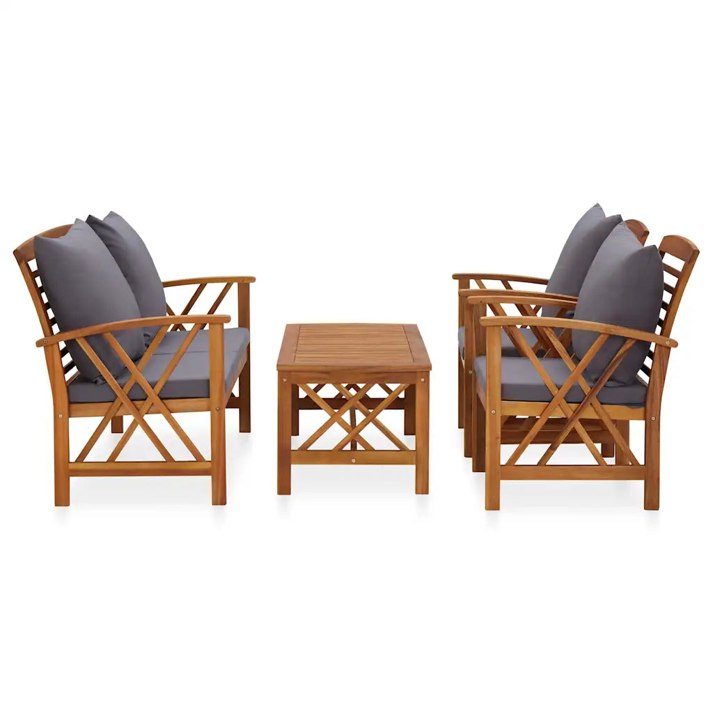 Set mobilier de grădină cu perne, 4 piese, lemn masiv de acacia