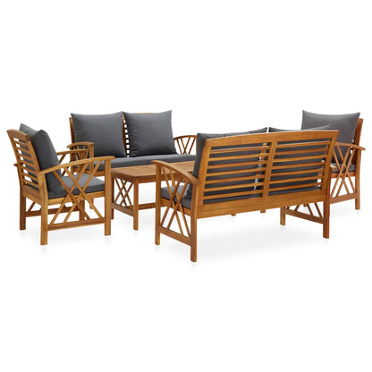Set mobilier grădină cu perne, 5 piese, lemn masiv de acacia